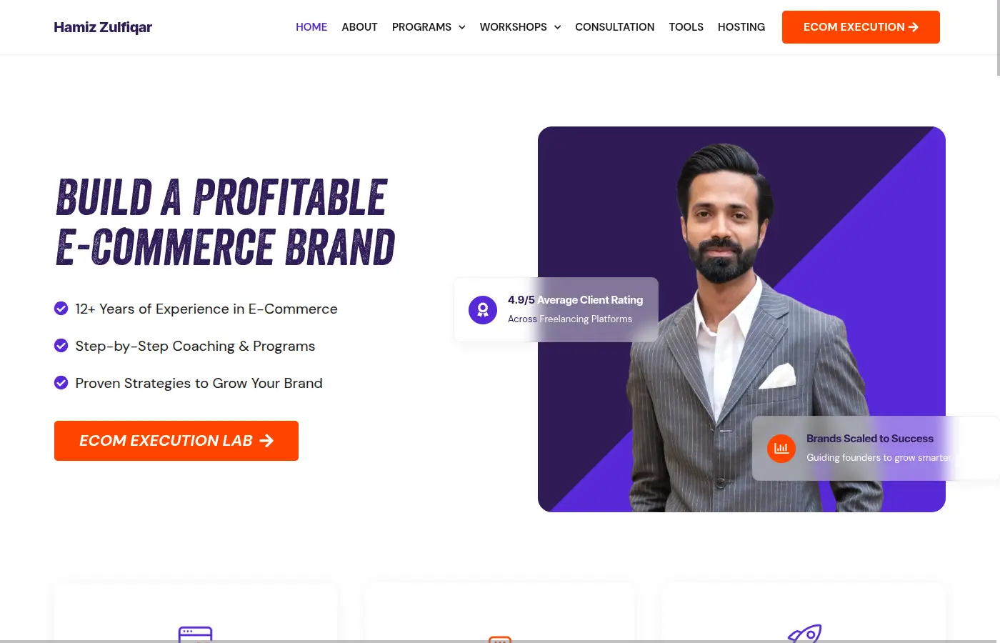 Screenshot of the Hamiz Zulfiqar website